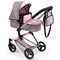 Bayer: Versatile Pram City Vario Stroller - Gray & Pink Butterfly for Dolls Up To 20" with Adjustable Handle and Reversible Functionality, Kids 3+